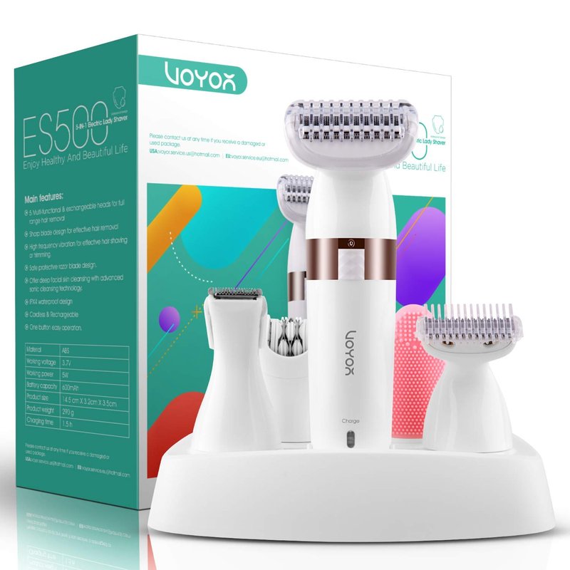 VOYOR Electric Shaver - 5-in-1 Women's Bikini Trimmer & Hair Remover | Cordless, Waterproof, Rechargeable
