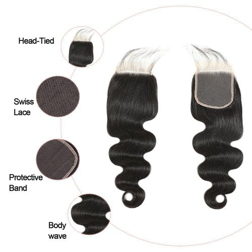 Body Wave Bundles with Closure Human Hair 12 12 12 14 14 with 10 Inch 4x4 HD Lace Closure 12A Raw 100% Virgin Human Hair Extensions Body Wave 5 Bundles and Closure Quick Weave Bundle for Women
