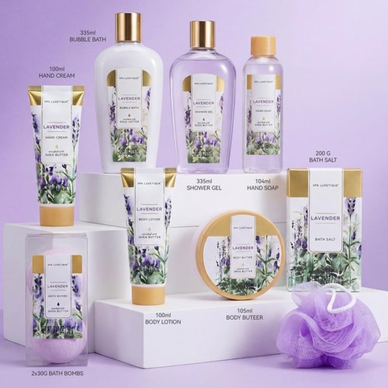Spa Luxetique Lavender Bath Gift Basket - 10-Piece Relaxing Spa Set for Women | Perfect Birthday & Mother's Day Gift