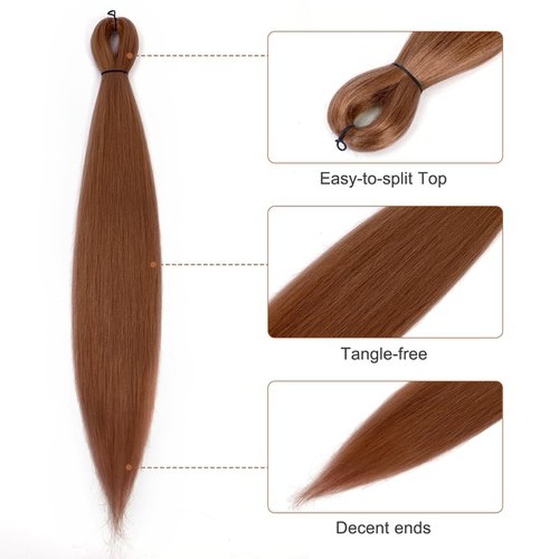 DIFUNEE Pre-stretched Braiding Hair - 24 Inch 8 Packs Brown Braiding Hair For Twist or Box Braids, Long Yaki Texture Hot Water Setting Synthetic Braiding Hair Extensions (24 Inch, #30-8P)