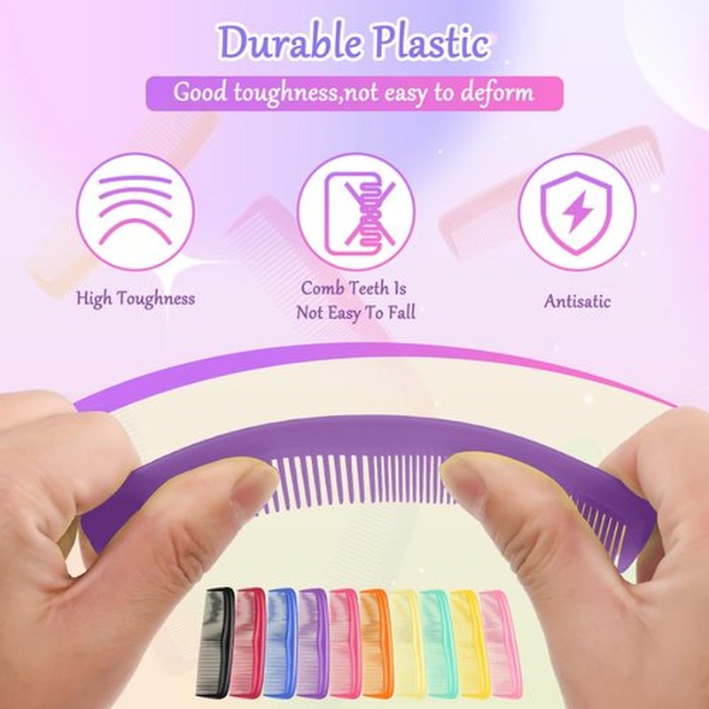 HOFASON 100 Pack Combs Bulk for Women Kids Homeless, Individually Wrapped Plastic Pocket Hair Combs Set Small Bulk Travel Combs for Styling, Homeless, Hotel, Shelter, Nursing Home, Charity, 10 Colors