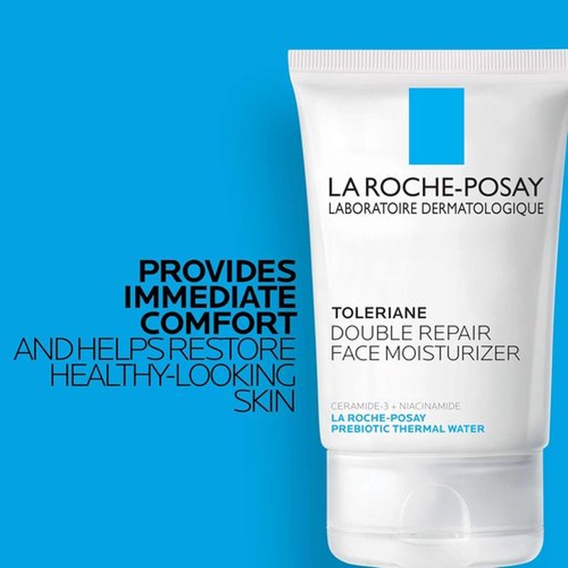 La Roche-Posay Toleriane Double Repair Face Moisturizer - Oil-Free Daily Cream with Ceramide & Niacinamide | Pack of 2
