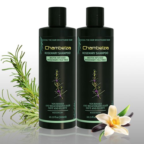 Chambelza Organic Rosemary Hair Growth Shampoo for Men and Women -Natural Thickening and Strengthening Formula with Biotin Hydrolyzed Keratin -Designed for Thinning Hair & Hair Loss 10.15 fl.oz-2 Pack