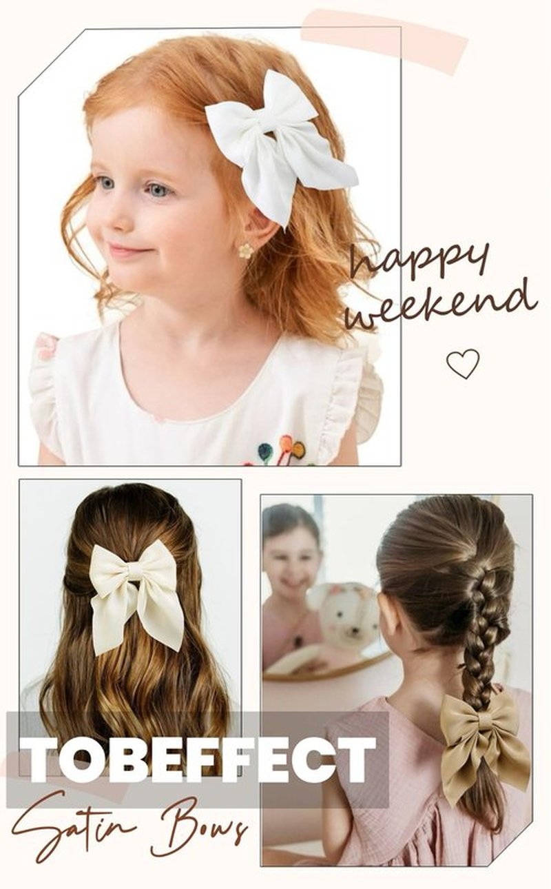 Hair Bows for Women Small Cute Bows Hair Clips for Teens Girls, Silky Satin Ribbons Fall Hair Accessories 8PCS