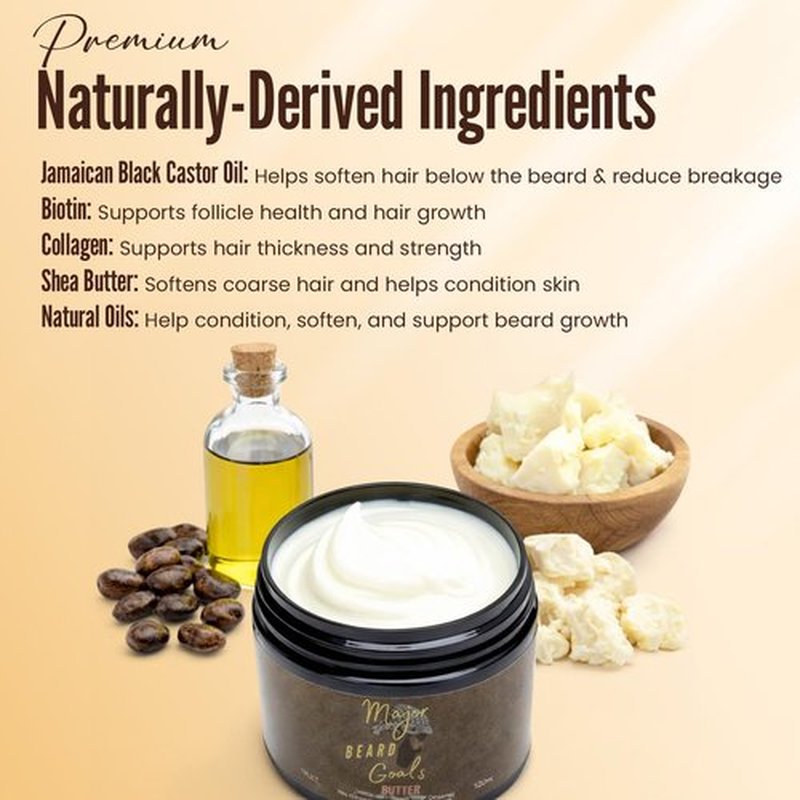 Beard Butter for Men | Leave-In Softener with Jamaican Black Castor Oil & Biotin - 4oz Hydrating Cream