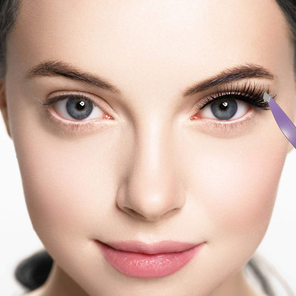Best Mini Eyebrow Tweezers Set - Professional Stainless Steel Tweezers for Travel, Best Precision Tweezers for Eyebrows - Great Precision for Facial Hair Removal, Portable for Outdooring (White)