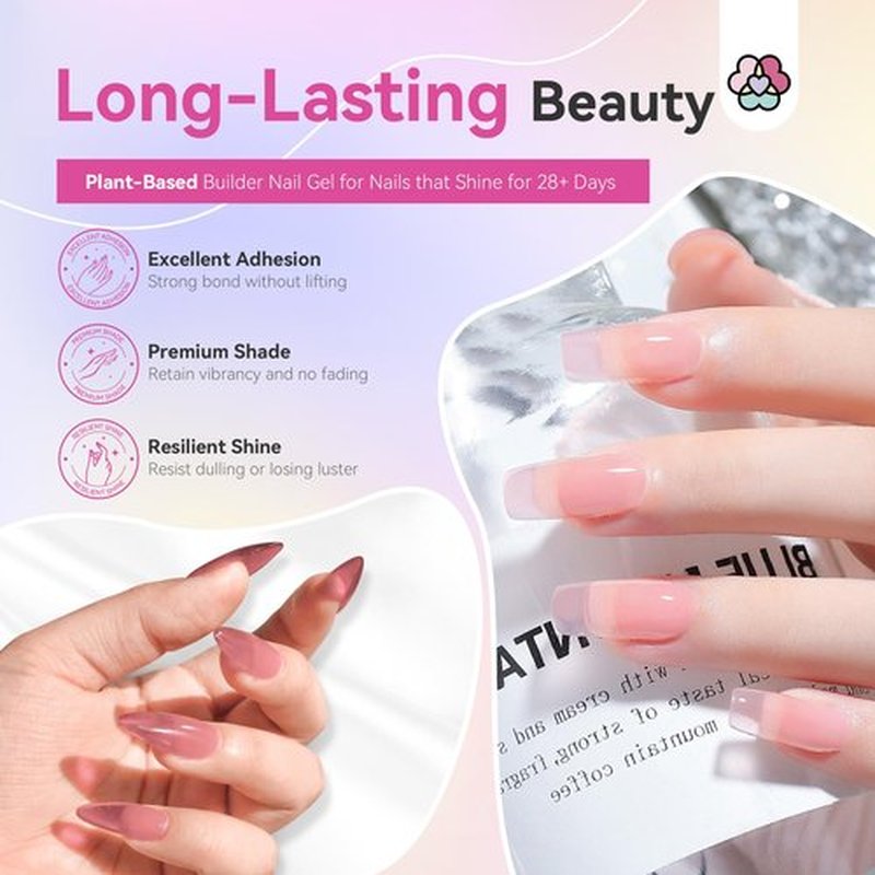 SAVILAND Builder Nail Gel 24 Colors: Castor Oil & Vitamin E Builder in a Bottle Translucent Color Hard Gel for Nails Strengthener Extension Care Repair Home Salon Professionals