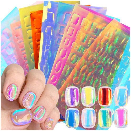 Dornail 11 Sheets Aurora Holographic Nail Foil Film - Broken Glass & Laser Nail Decals for DIY Nail Art
