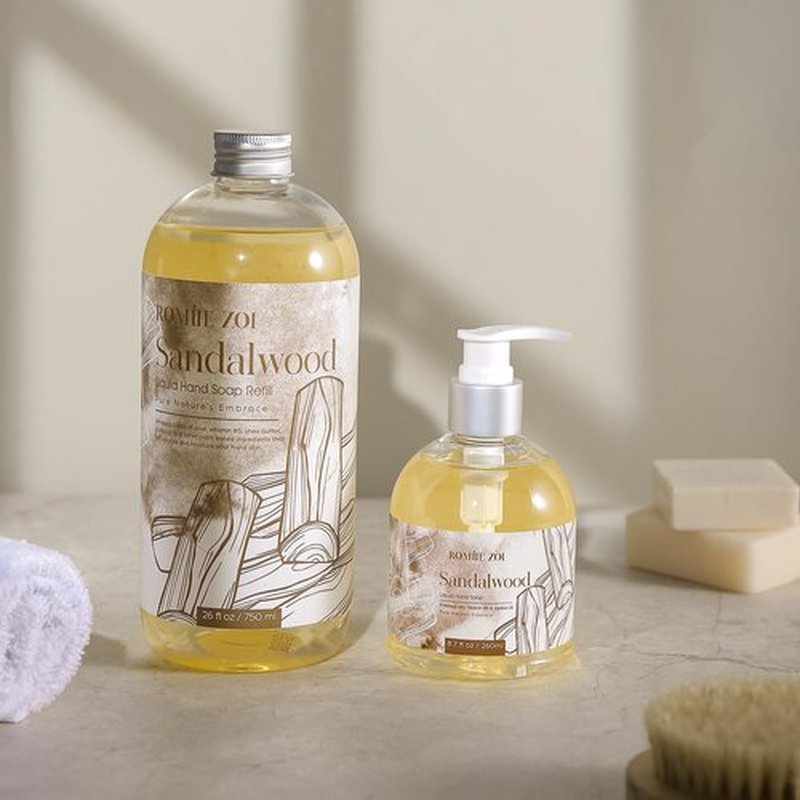 ROMIIE ZOI Liquid Hand Soap Refill, Sandalwood, Gentle & Moisturizing Formula, 750 ML/ 26 FL OZ