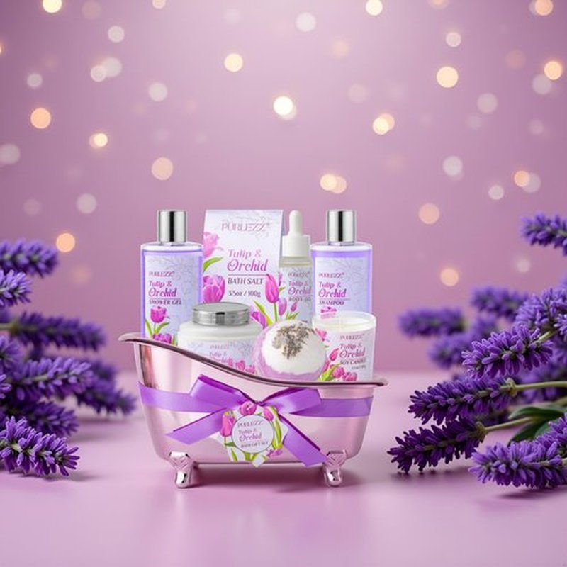 Mother's Day Gift for Mom, Tulip gifts Bath and Body Gift Basket, Bath Gift Set Self Care Spa Kit, Self-Care Set, Birthday Gifts for Her, Wife, Friends, Christmas, Mother Day, Anniversary