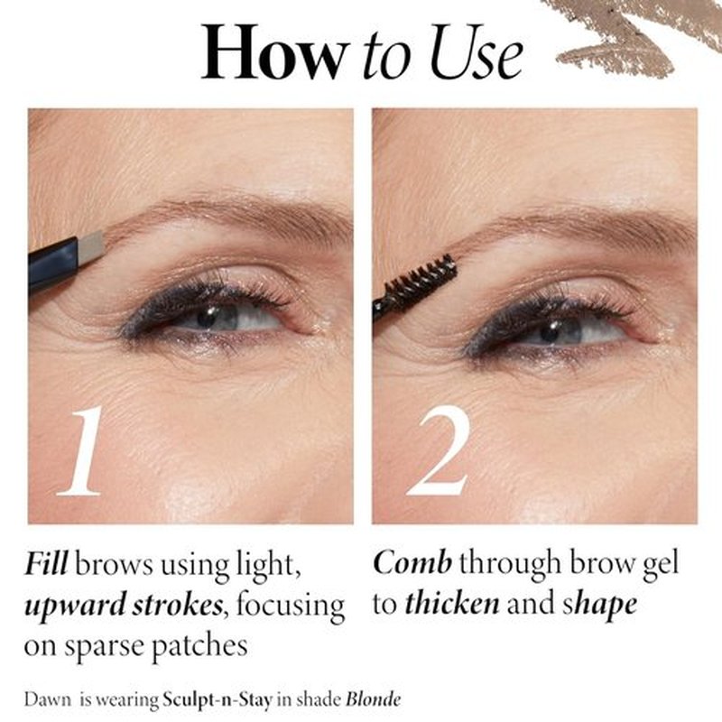 Laura Geller Sculpt-N-Stay 2-in-1 Waterproof Eyebrow Pencil & Gel - Taupe | Defines, Sets & Fills Sparse Brows