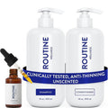 Routine Wellness Shampoo & Conditioner Set | DHT Blocker for Thinning Hair - Unscented Hair Growth Serum