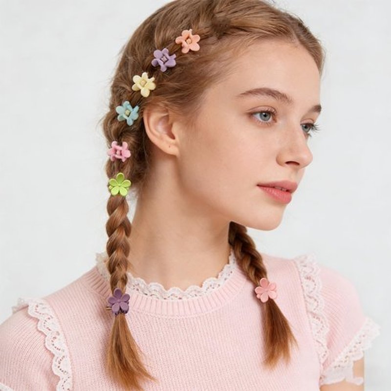 100Pcs Mini Flower Hair Clips for Kids, Cute Mini Claw Clips Hair Pins Barrettes Colorful Toddler Small Hair Accessories for Girls Teens Women (Colorful - Flowers)