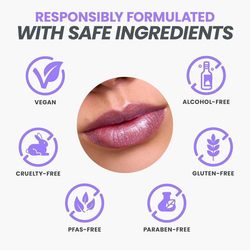 Wonderskin Lip Gloss - Hydrating High Shine Finish Lip Makeup | Blue Glitter