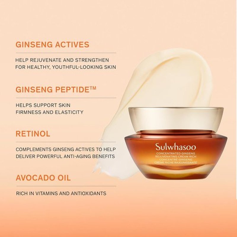 Sulwhasoo Concentrated Ginseng Rejuvenating Cream - Anti-Aging Moisturizer with Retinol & Peptides, 1.69 fl. oz.