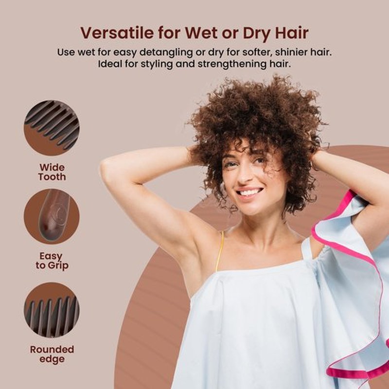 Controlled Chaos Peachwood Anti Static Detangling Comb for Curly Hair Scalp Massaging Comb for Men, Women & Kids