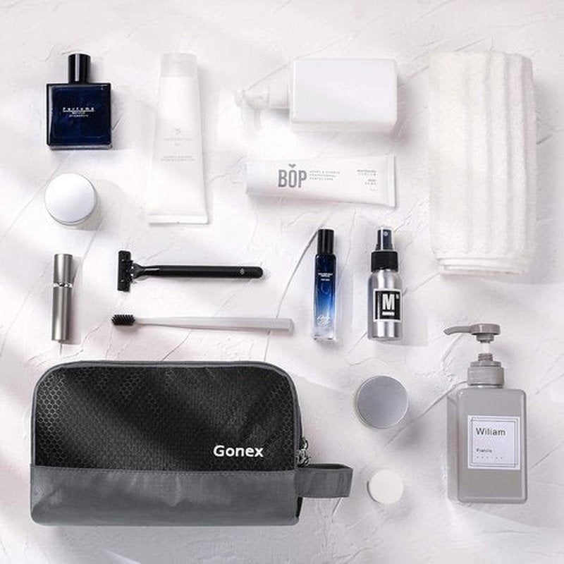 Gonex Travel Toiletry Bag - Durable Nylon Shaving Organizer in Black | Perfect for On-the-Go