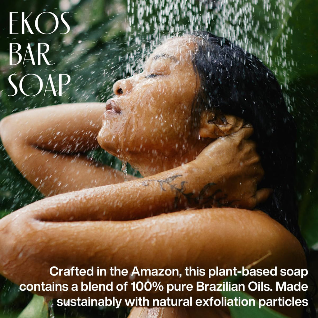 natura - Ekos Açaí Creamy & Exfoliating Bar Soap Set (4 Pack) - 1 Exfoliating Bar, 3 Creamy Bars - Pure Plant Based Oils - Vegan Skin Care - Brazilian Beauty Secrets - Self Care - 3.5oz (100g)