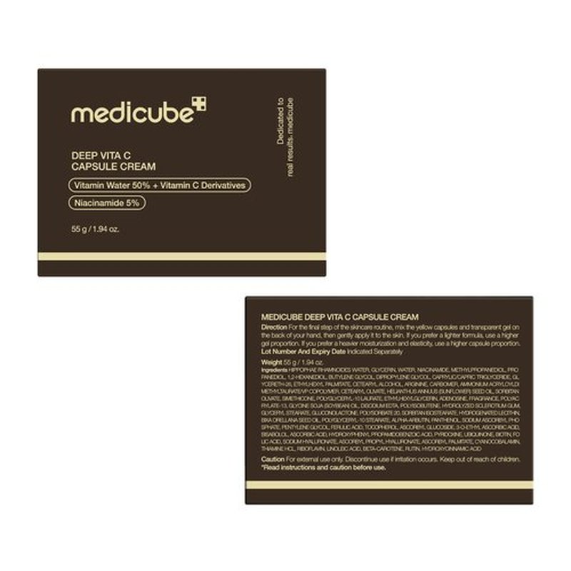 medicube Capsule Cream with Deep Vitamin C | Liposome Vitamin C Golden Capsule for Radiance & Firm-Looking Skin | Hydrating Glow Gel Texture | Korean Skincare, 1.94 oz