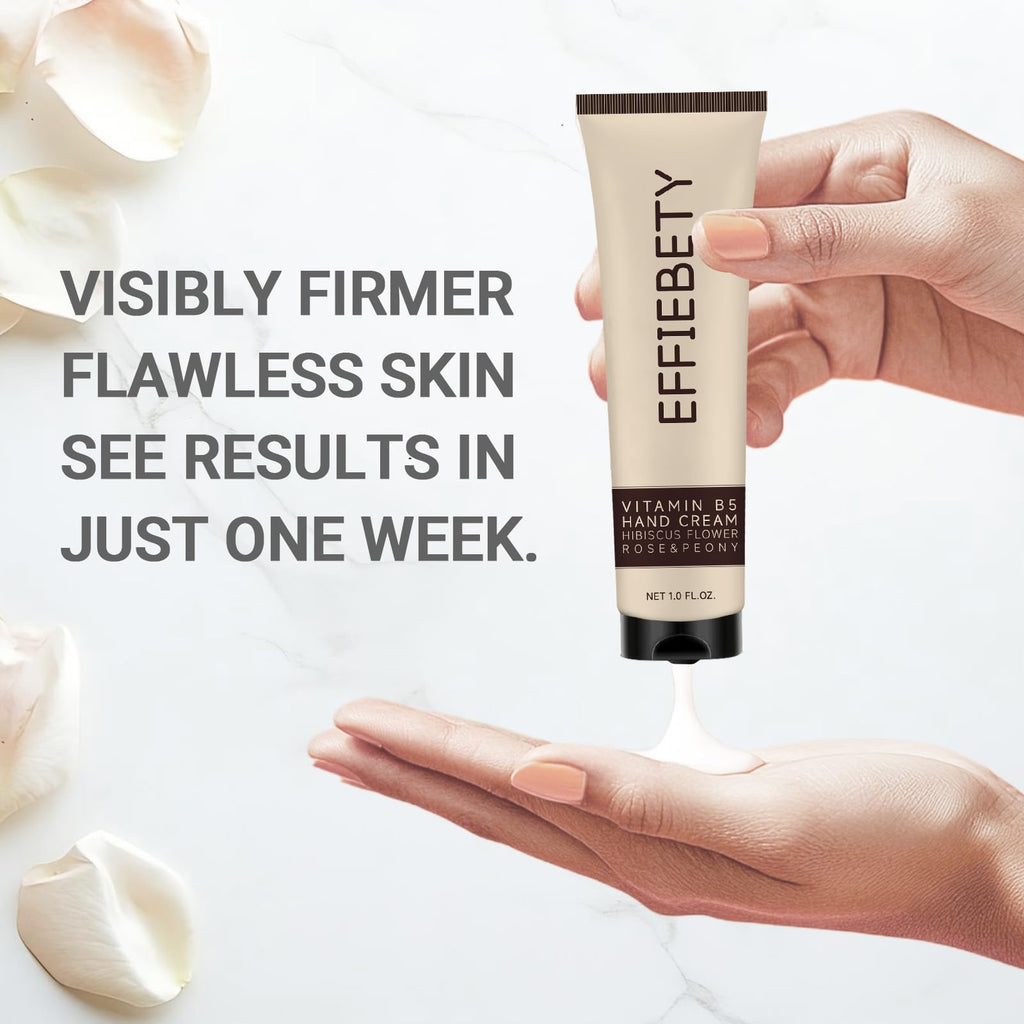 EFFIEBETY Vitamin B5 Hand Cream 6 Pack, Fast-Absorbing & Non-Greasy for Deeply Hydrated, Soft Skin, Infused with Hibiscus Flower, Rose & Peony, Vegan & Cruelty-Free (1 fl oz)