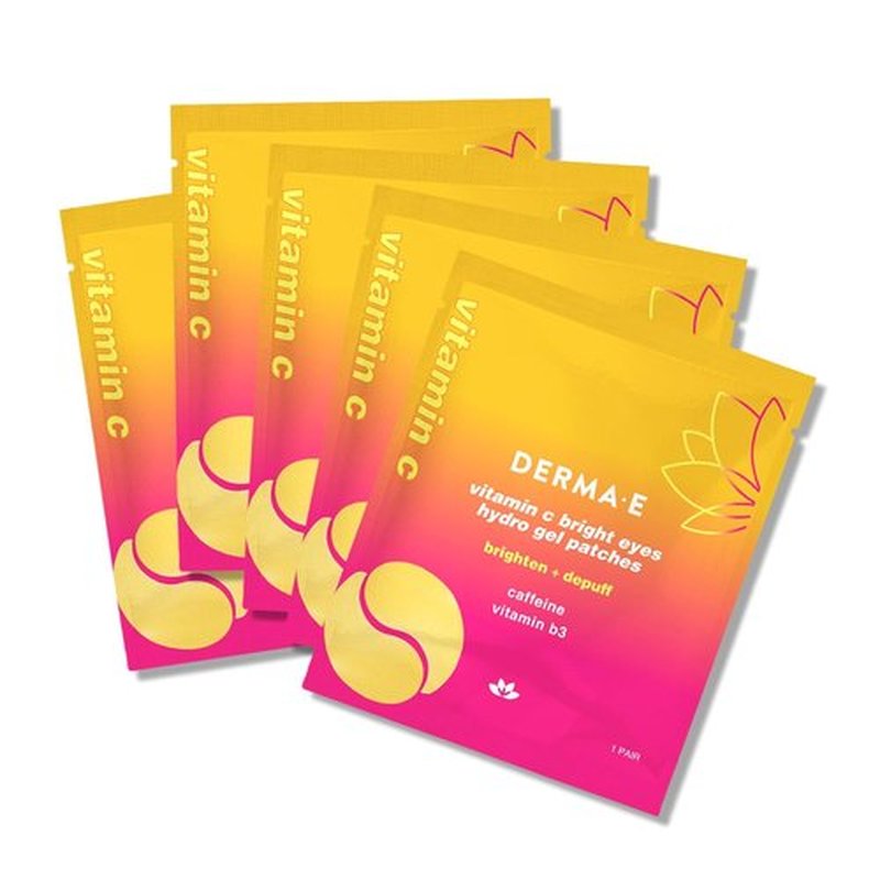 Derma E Vitamin C Hydro Gel Eye Patches - Brighten Dark Circles & Reduce Puffiness (10 Ct, 5 Pairs)