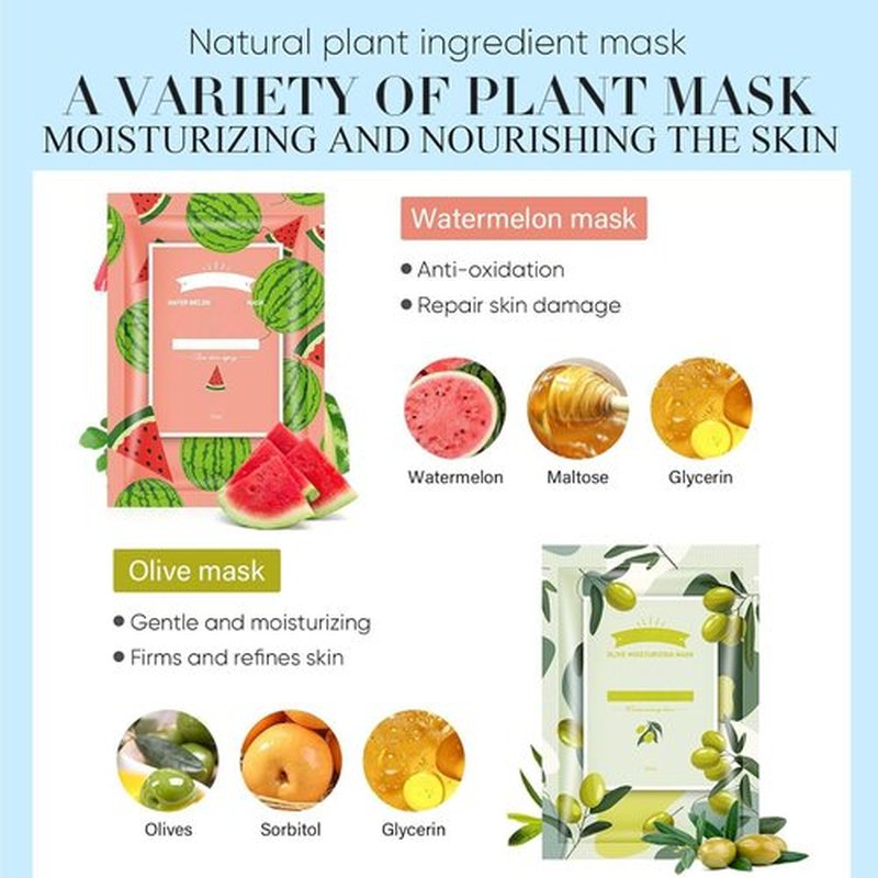 GUOYAOLIFU 10 Pack Sheet Face Masks Skincare, Hydrating Face Masks Suitable for Dry Skin, Facial Mask for Women Skin Care, Bulk Moisturizing Face Mask for Spa