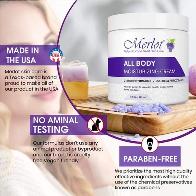 Merlot MOISTURIZING All BODY CREAM FOR ALL SKIN TYPES | 16 OZ
