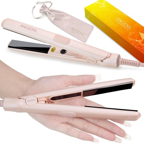 ANGENIL Ultra Mini Hair Straightener Flat Iron for Short Hair, 0.7 Inch Ceramic Dual Voltage Hair Straightener, Small Flat Iron Edges with Silicone Heat Resistant, Fast Heating (280℉- 320℉ -380℉)