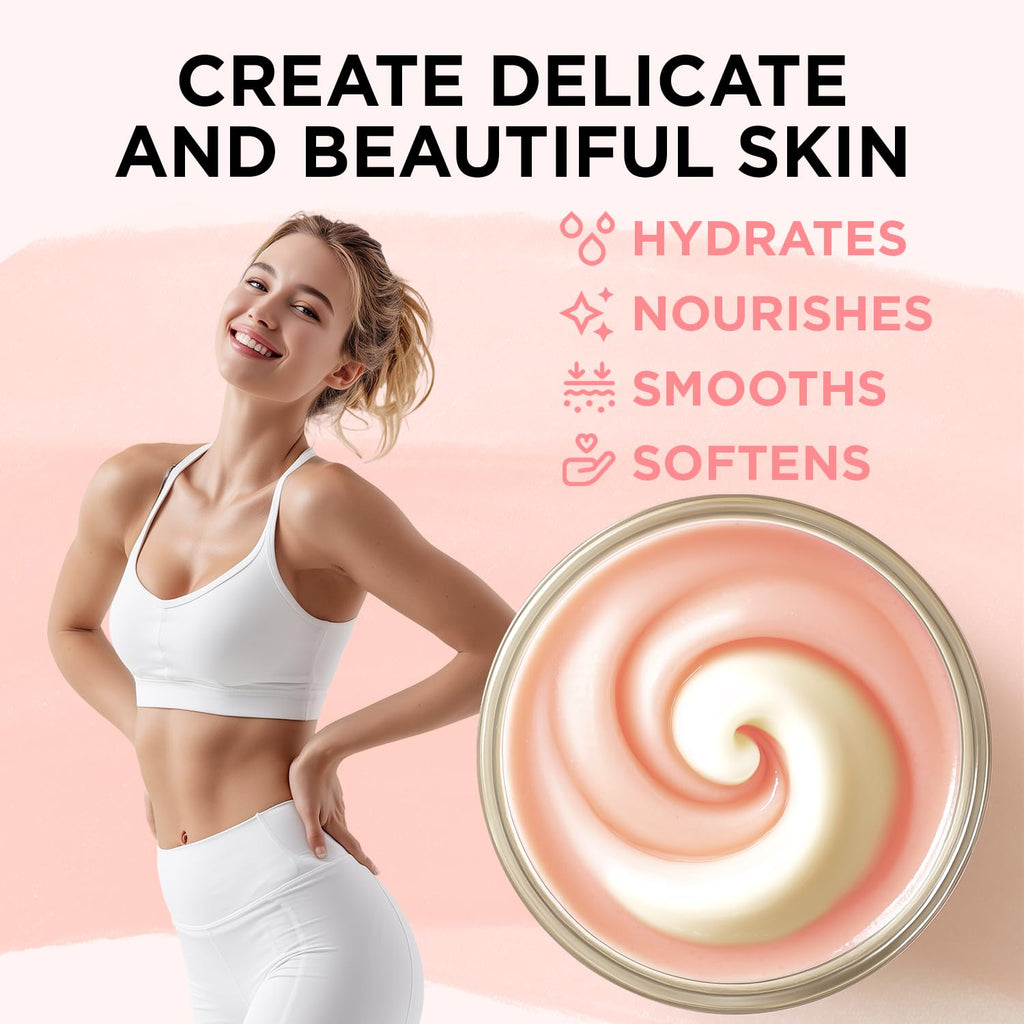 puresoak bath Rose Whipped Shea Body Butter, Natural Whipped Shea Butter for Women Dry Skin, Gentle Hydration with Long Lasting Moisture 6.8 floz