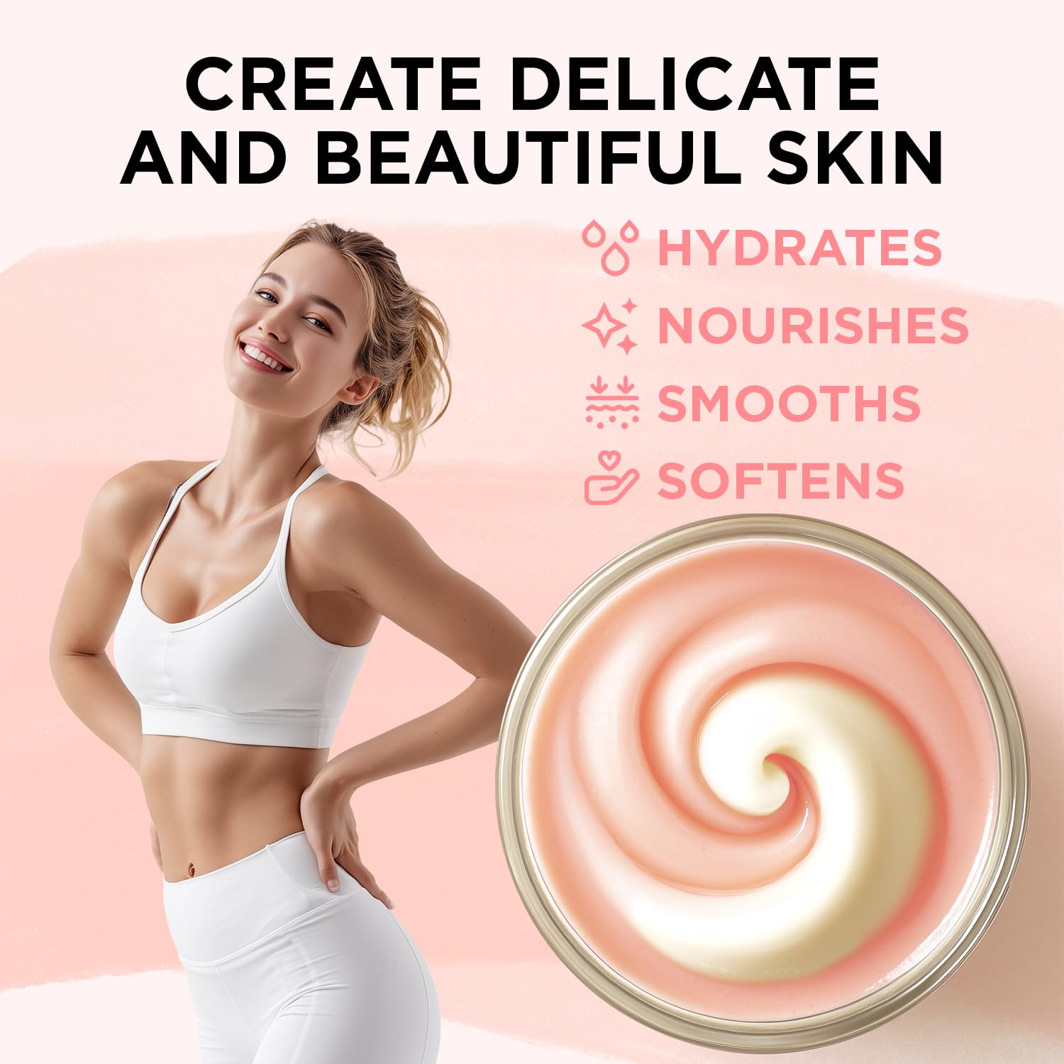 puresoak bath Rose Whipped Shea Body Butter, Natural Whipped Shea Butter for Women Dry Skin, Gentle Hydration with Long Lasting Moisture 6.8 floz