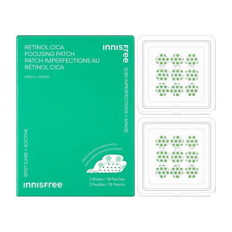 Innisfree Retinol Cica Focusing Patch - Hydrocolloid Acne Treatment with Salicylic & Hyaluronic Acid | 1 or 2 Pack