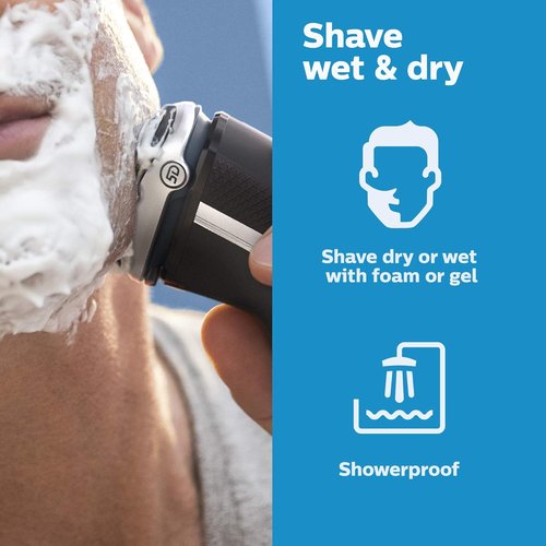 Philips Electric Shaver for Men - Series 3000 Cordless Rechargeable Wet & Dry Shaver with Trimmer & Case