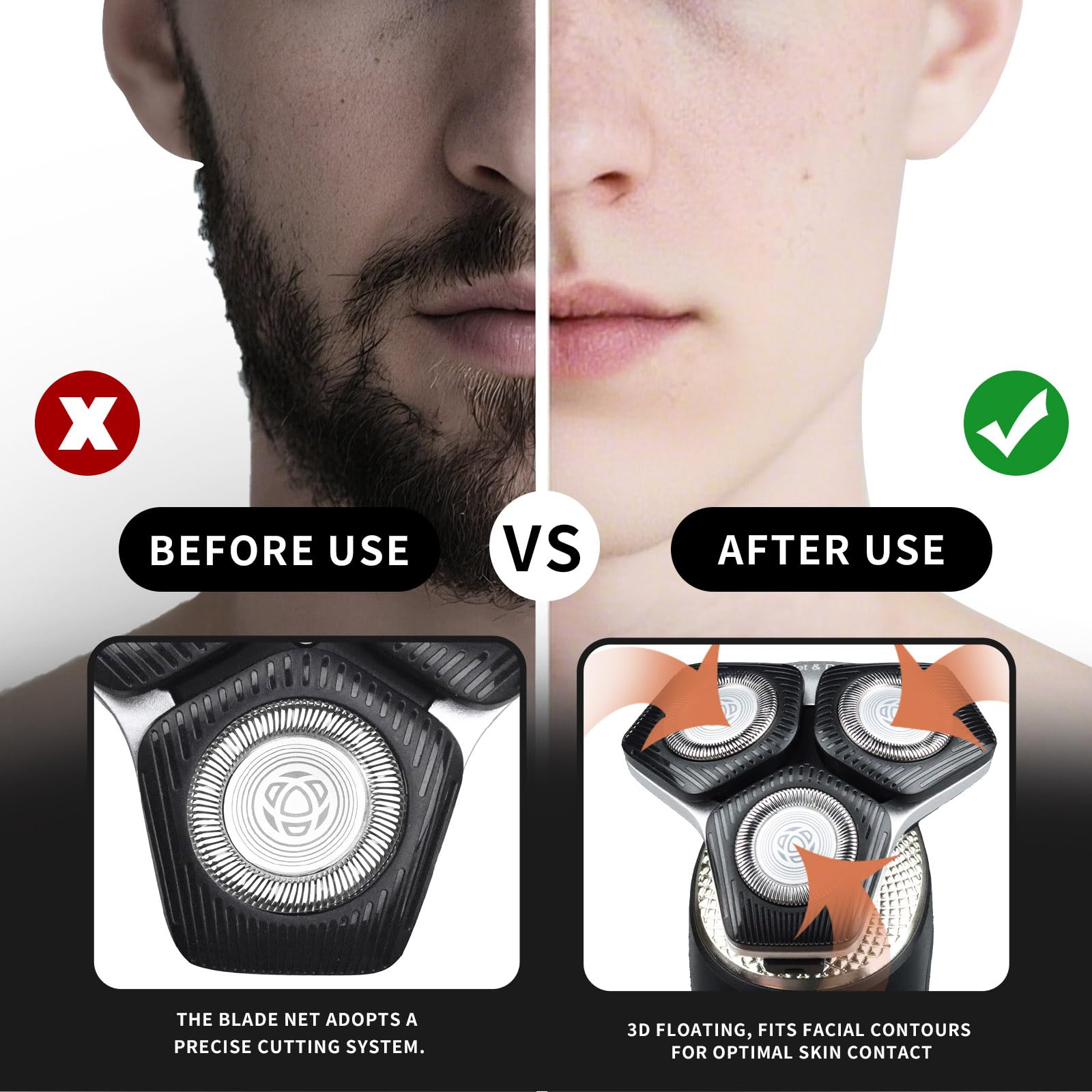 SH71/50 Shaving Heads Compatible with Philips Shavers, Black