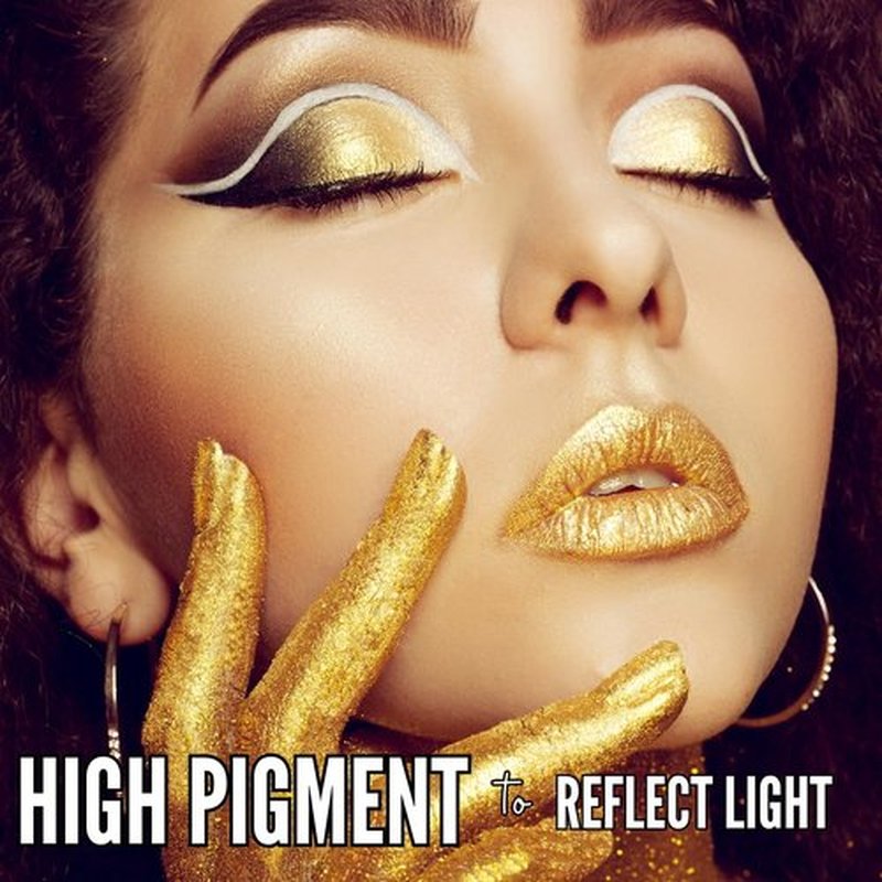 Mynena Golden Face Highlighter & Body Shimmer Powder | Ultra-Fine Buildable Loose Powder for Wet or Dry Application | Gold