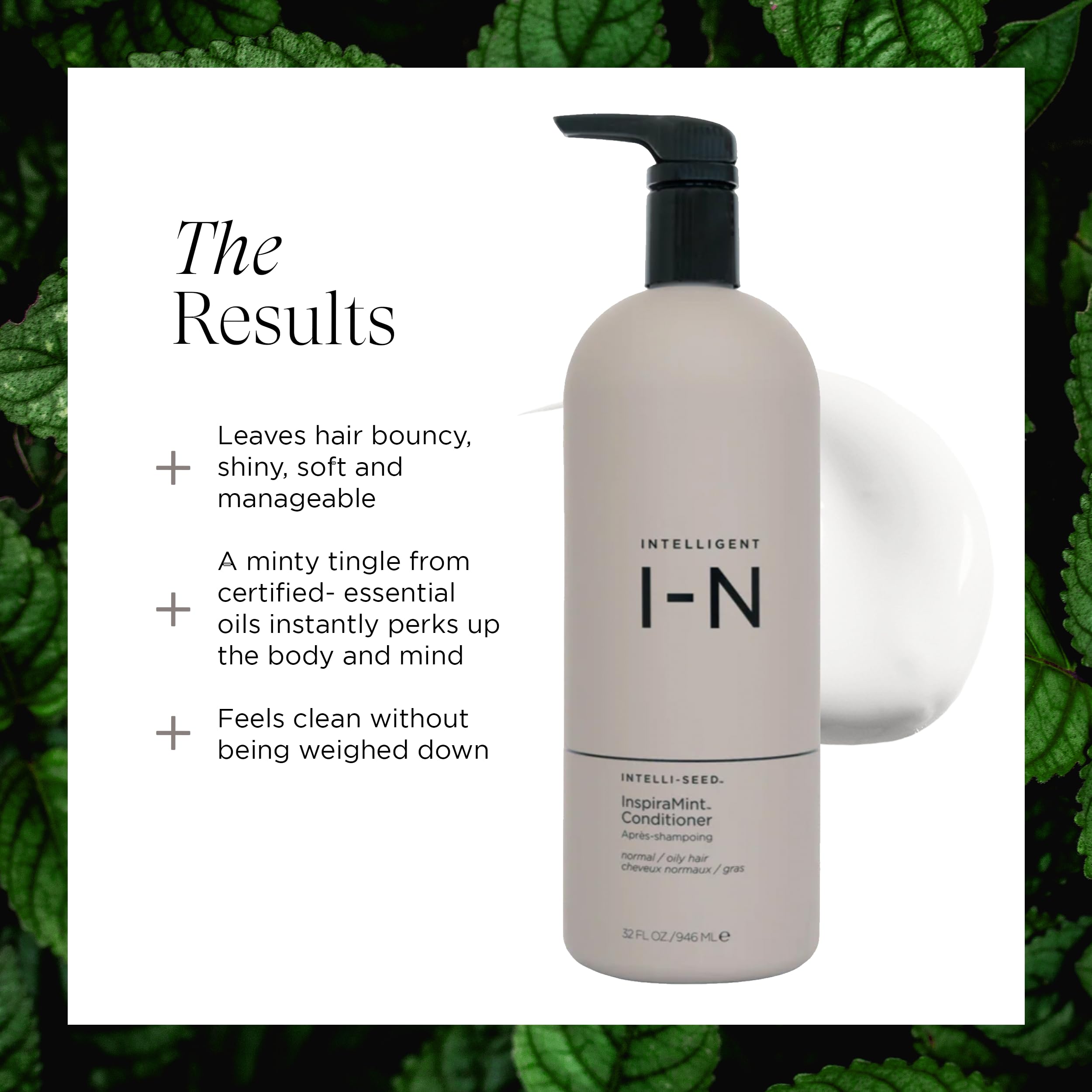 InspiraMint Invigorating Conditioner | Scalp Balancing & Refreshing Daily Care for Normal and Oily Hair | Organic Mint Formula Adds Shine | Color-Safe, Vegan, Sulfate-Free | 32 fl oz