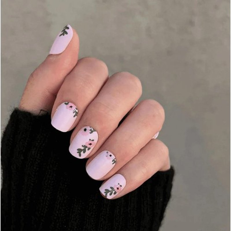 Olive & June Instant Mani Press On Nails (Glue), 42 Fake Nails, 21 Sizes Non-Toxic, Long-Lasting Recycled Materials Realistic Look (Wild Flower)