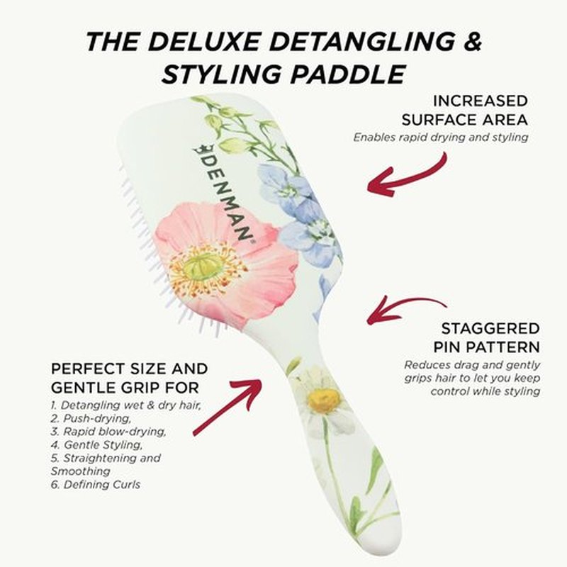 Denman Detangling Paddle Brush - Versatile Wet & Dry Hair Styler for All Hair Types | Ideal for Men & Women