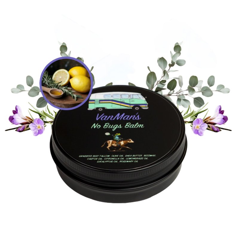 Vanman's - Bug Balm - Bug-Repellent Balm with Grass-Fed/Finished Beef Tallow for Skin, Organic Cold Pressed Extra Virgin Olive Oil, Shea Butter, Castor Oil, Beeswax, and Essential Oils - 2.2 oz