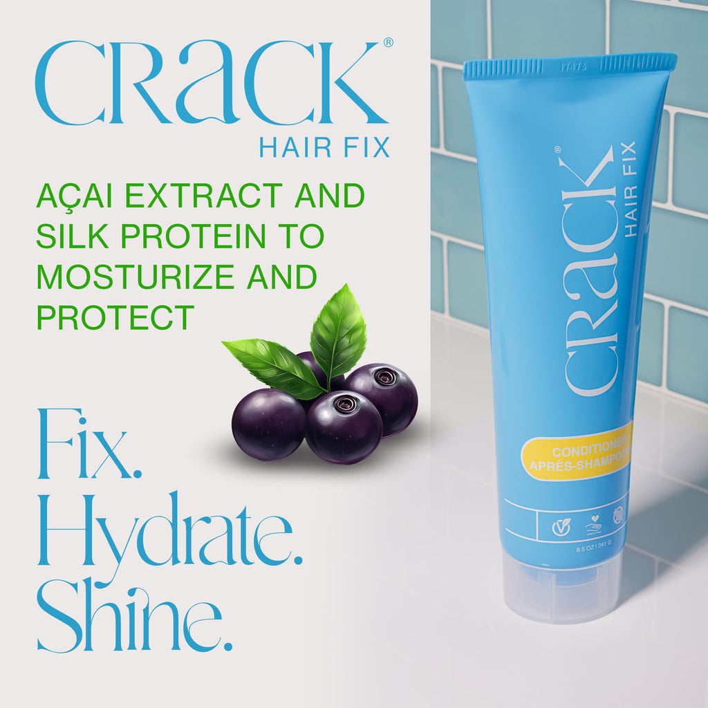 Crack HAIR FIX Conditioner with Twist Bottle | Intense Hydration & Frizz Control | Strengthens, Detangles & Restores Shine | Sulfate-Free, Vegan, Cruelty-Free & Made in USA | 8.5 Oz