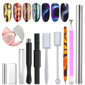 YECIRALA 10Pcs Cat Eye Magnet for Nails 3D Cat Eye Nail Art Magnet Strong Pen Double Head Cat Eye Magnet Stick Cat Eye Gel Nail Polish Magnet Manicure Tool For Nails Double-Head Nail Magnetic Stick