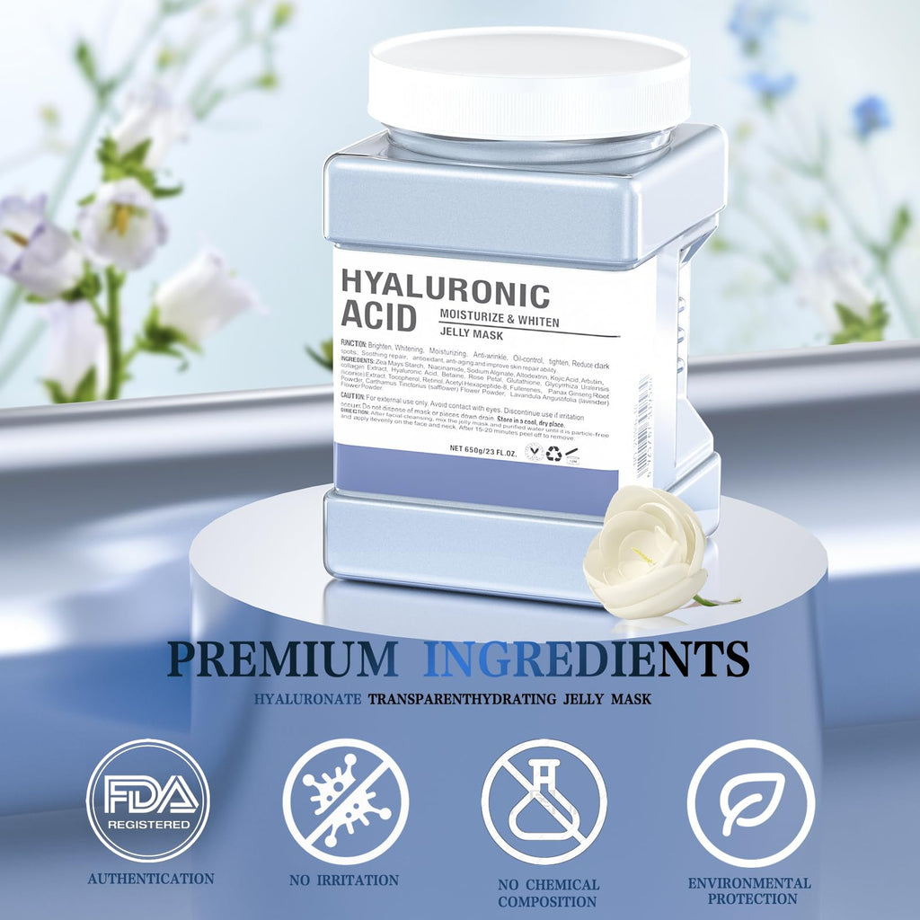 Truvenum Jelly Face Mask,Hyalorunic Acid Jelly Mask Powder for Facials, Moisturizing& Hydrating Jelly Mask Powder, Professional Peel Off Hydro Jelly Mask With Bowl Set Jelly Mask DIY Spa 23 Fl Oz