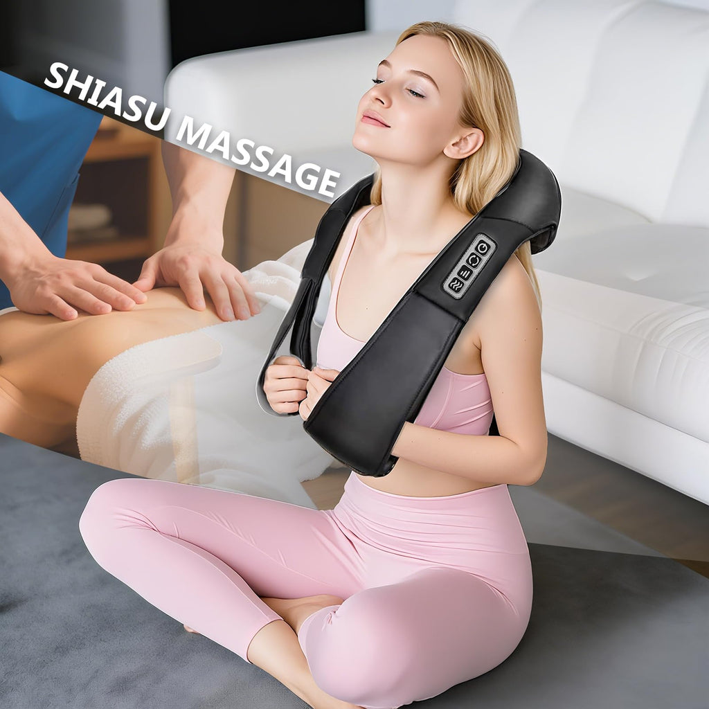 LAJCAEN Shiatsu Back and Neck Massager with Heat, Back Massager for Pain Relief deep Tissue Electric 3D Kneading Massage Pillow for Shoulder Leg Body Muscle, Best Gifts for Women Men