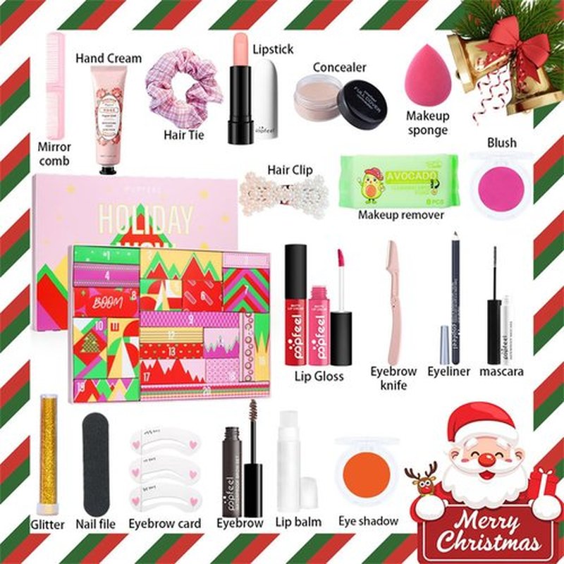 Makeup Advent Calendar 2026, New Year Gifts for Teenage Girls Women All in One Makeup Kit Surprise Gift Valentines Day Countdown Calendar Gifts with Eyeshadow Palette Lipstick Foundation Eyebrow