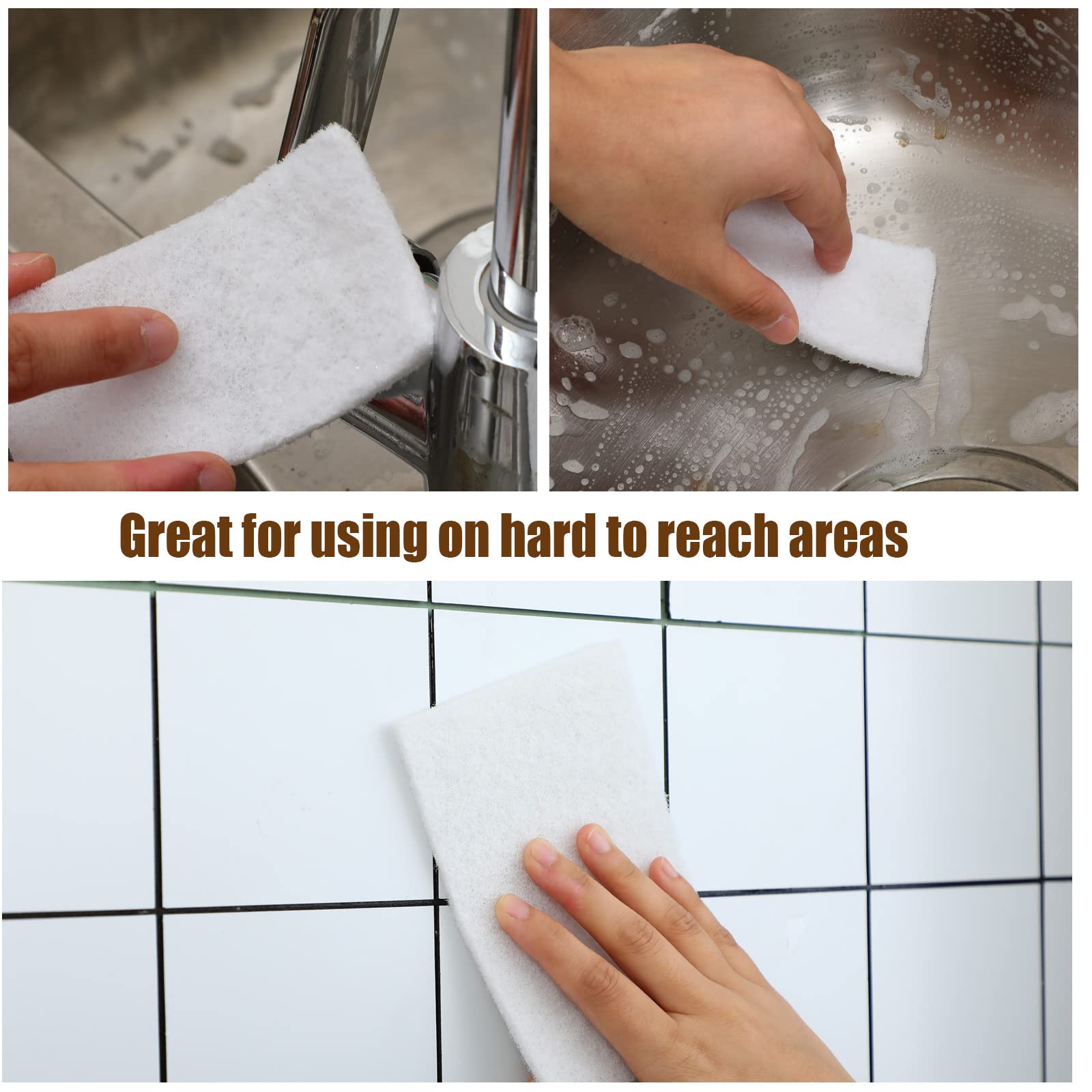20 Pieces White Scrubbing Pad Non Scratch Scouring Pads Non Woven Scouring Sponge Multipurpose Abrasive Multi Surface Scrubber for Cleaning Polishing Home(4 x 6 Pulgadas)