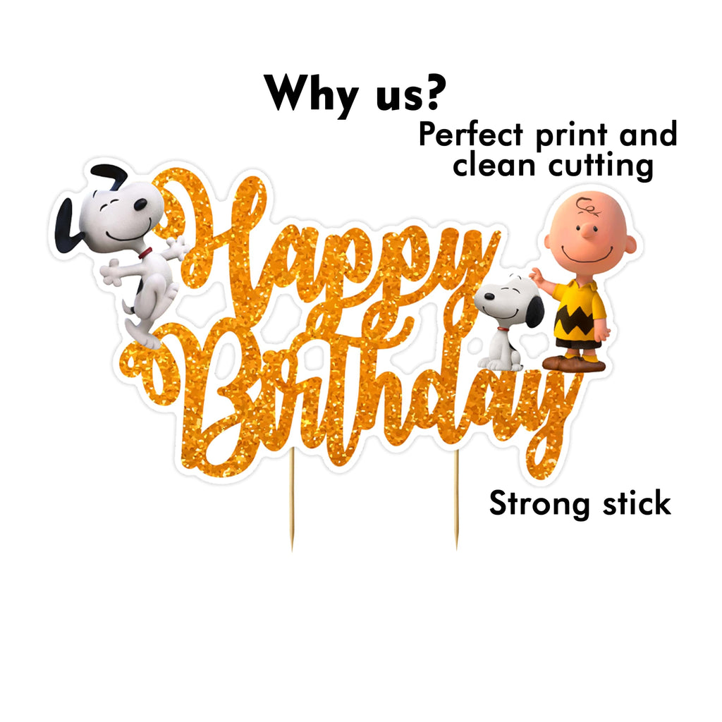 Charlie Broown Happy Birthday Cake Topper, Classic Cartoon Style Cake Topper for Birthday Celebration, Premium Cardstock Cake Decor for Themed Parties, Cake Decoration for Home and Event Celebrations