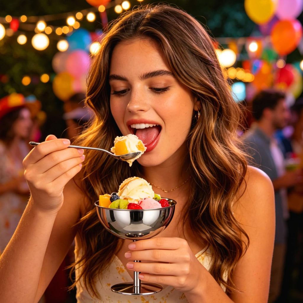 4PCS Stainless Steel Dessert Bowls, 5oz Ice Cream Cups, Stem Footed Metal Sundae Serving Dishes, Shatterproof Pudding Containers, Reusable Coupe Dessert Cup for Weddings Party Family Gathering(Silver)