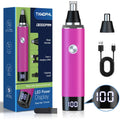 LONFANTAR Nose Hair Trimmer for Women and Men，Rechargeable with LED Display,2 in 1 Painless Multifunctional Ear and Nose Trimmer with IPX7 Waterproof Dual Edge Blades-Magenta