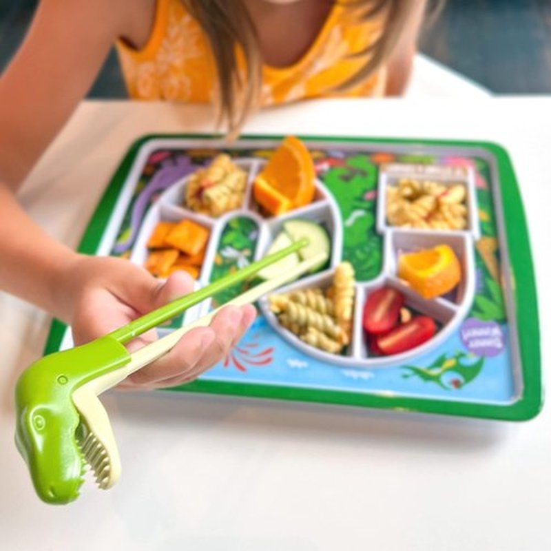 Genuine Fred MUNCHTIME T-Rex Dinosaur Chopsticks - Fun, Interactive Design for Picky Eaters | Reusable Kids' Gift