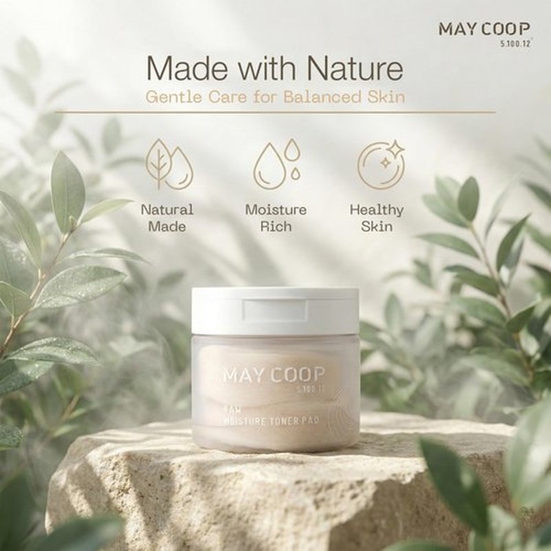 MAY COOP Raw Moisture Toner Pads | Korean Hydrating & Exfoliating Cotton Pads, 75% Maple Sap | Redness Comfort, Skin Balancing & Smooth Texture | 70 Count