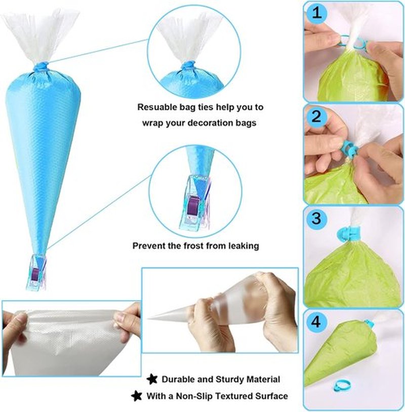 Skiennix Piping Bags Set - 100 Disposable 12-Inch Pastry Bags with 7 Frosting Tips & Accessories for Cake Decorating